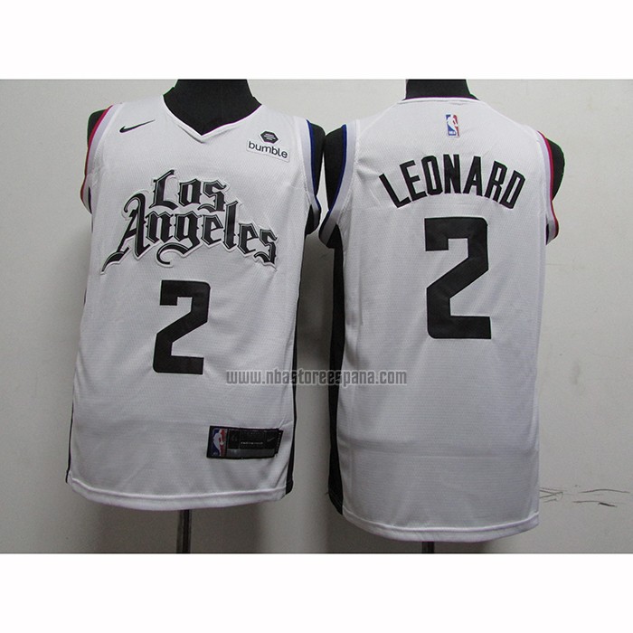 Camiseta Los Angeles Clippers Kawhi Leonard NO 2 Ciudad 2019-20 Blanco